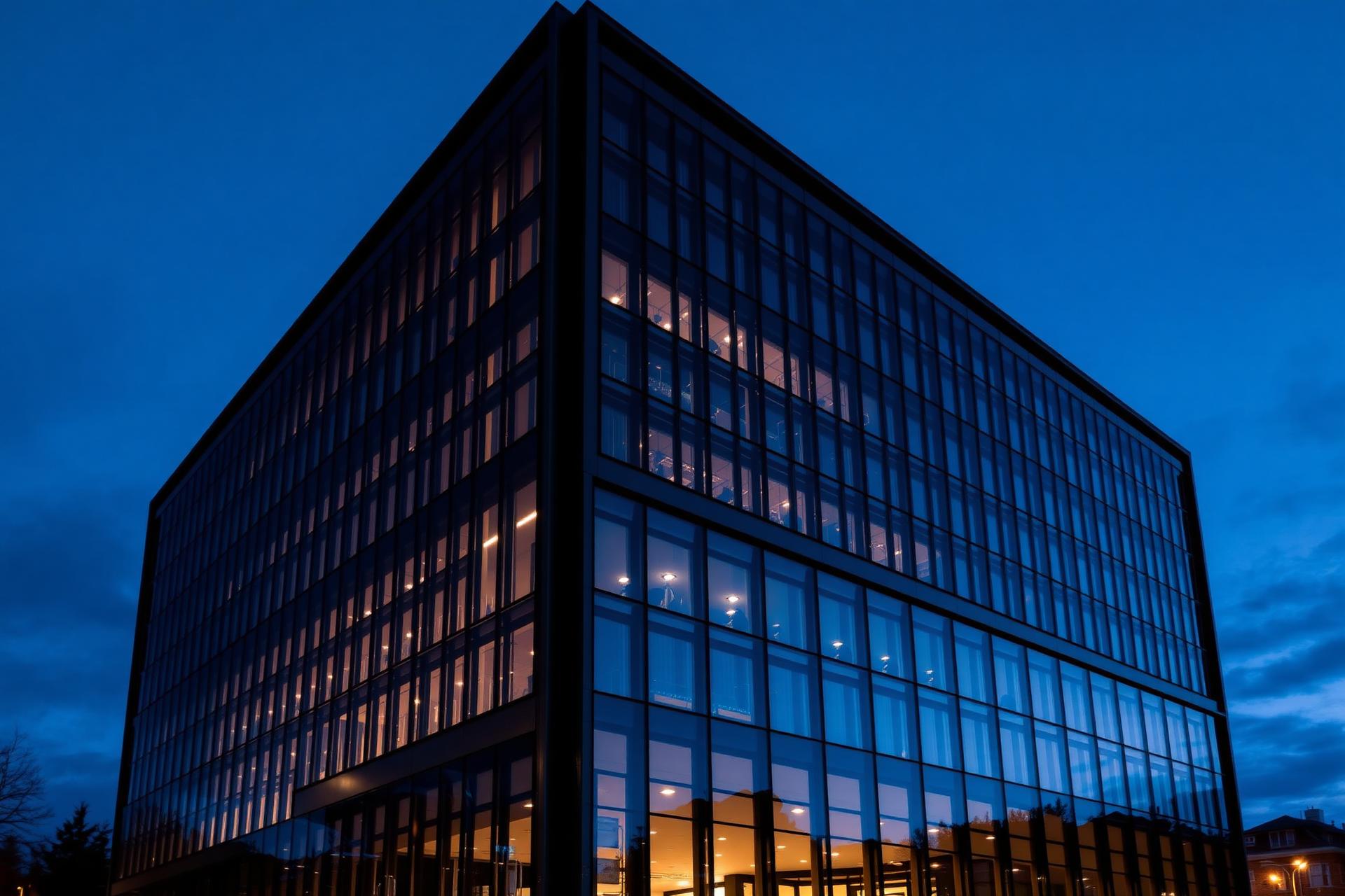 Modern Canberra commercial building at dusk